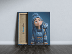 Blue Haired Girl with Owl Canvas Wall Art - HavenVibes