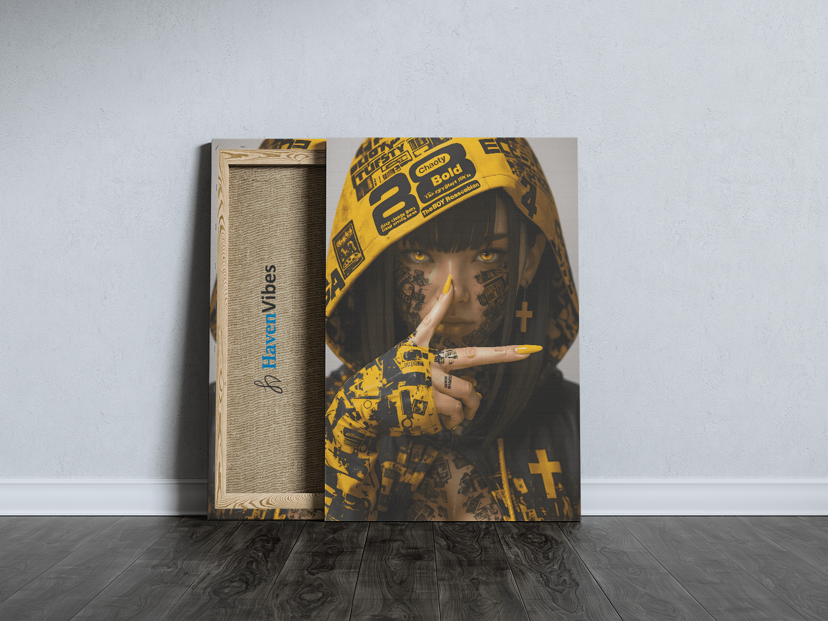 Cyberpunk Streetwear Girl Canvas Wall Art - HavenVibes