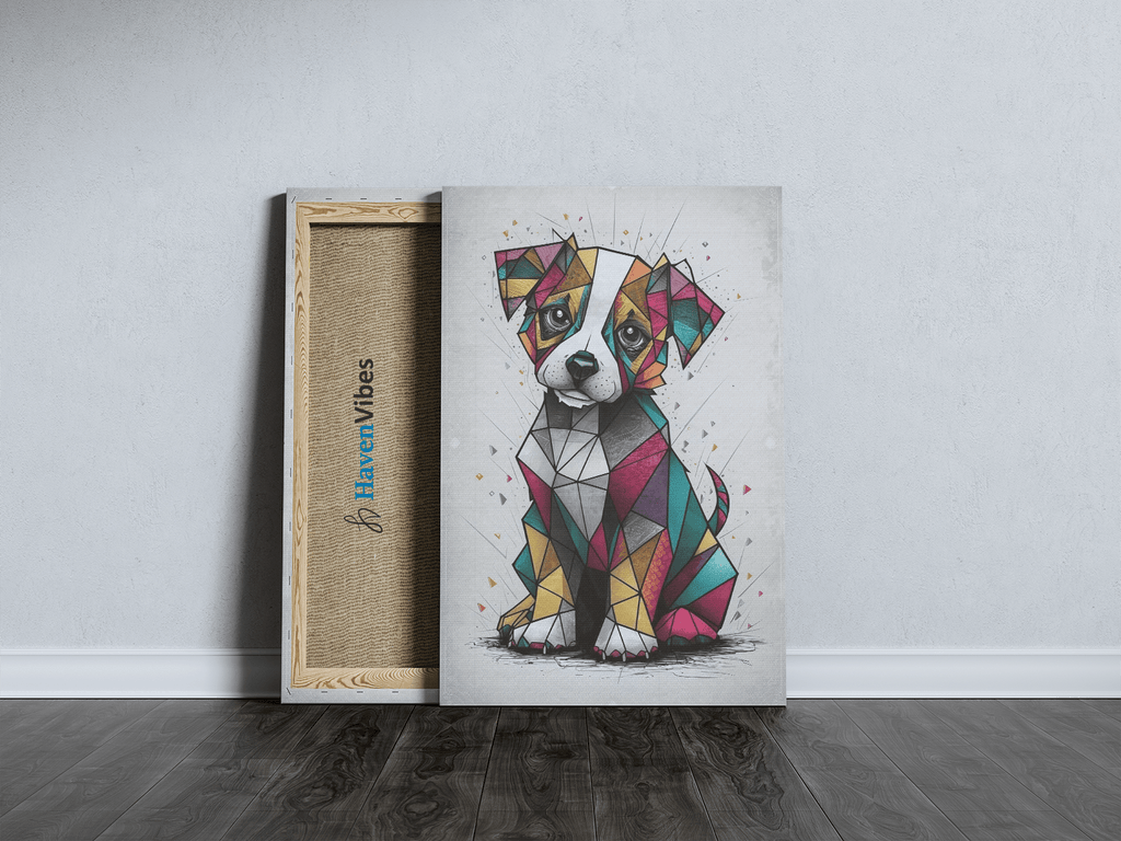 Colorful Geometric Dog Canvas Wall Art - HavenVibes